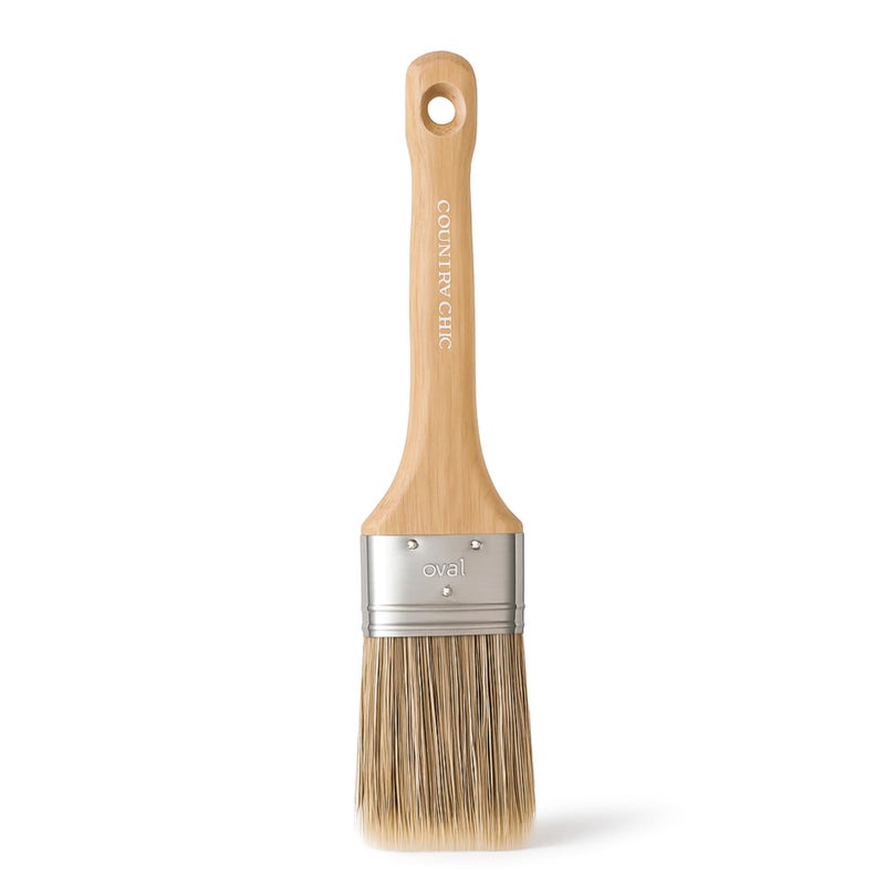 Country Chic Paint Chalk Style Paint Brush - Oval Brush with Synthetic Bristles for Smooth Furniture Paint Application with Minimal Brush Strokes, No Shedding, Vegan, Best for Water-Based Paint - 1.5" - Image 1